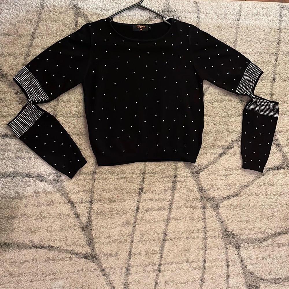 Black rhinestone sweater